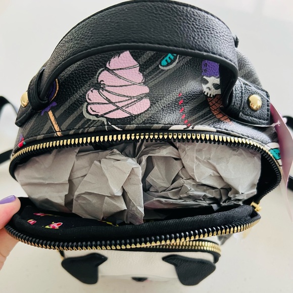 Betsey Johnson Halloween Vampire Puppy Black Print Mini Backpack NWT - Picture 10 of 14